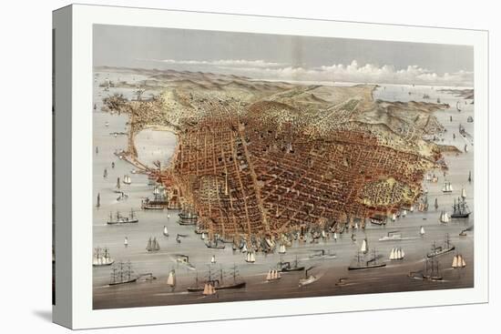 The City of San Francisco. Birds Eye View from the Bay Looking South-West, Circa 1878, USA, America-Currier & Ives-Premier Image Canvas