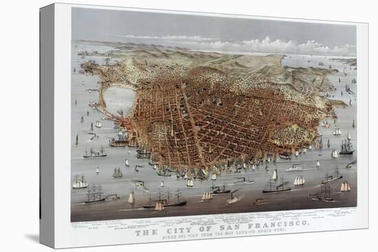 The City of San Francisco. Birds Eye View from the Bay Looking South-West-Currier & Ives-Stretched Canvas