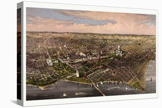 The City of Washington Birds Eye View from the Potomac, Looking North, Circa 1880, USA, America-Currier & Ives-Premier Image Canvas