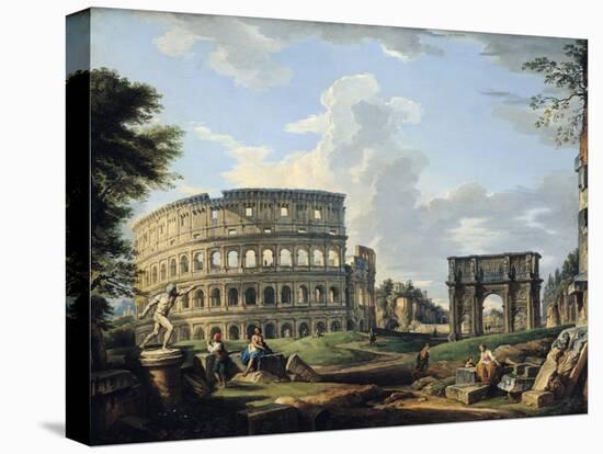 The Colosseum and the Arch of Constantine-Giovanni Paolo Pannini-Premier Image Canvas