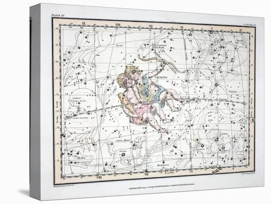 The Constellations (Plate XV) Gemini, from A Celestial Atlas by Alexander Jamieson, 1822-null-Premier Image Canvas