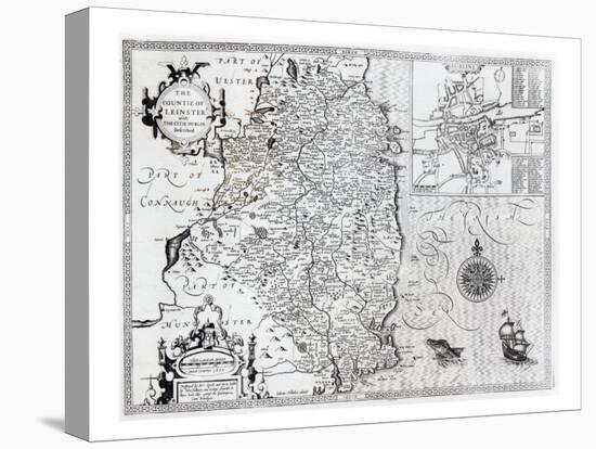 The County of Leinster with the City of Dublin Described, engraved by Jodocus Hondius-John Speed-Premier Image Canvas