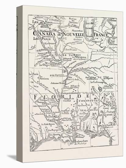 The Course of the Mississippi. from the Map of North America by De Lisle, 1703Usa, 1870S-null-Premier Image Canvas