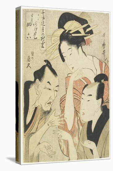 The Courtesan Agemaki, the Chivalrous Guy Sukeroku, Ikyu with Beard, 1798-1800-Kitagawa Utamaro-Premier Image Canvas