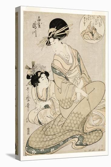 The Courtesan Takigawa and Her Attendant from the Ogiya in Allusion to the Poet, 1800-02-Kitagawa Utamaro-Premier Image Canvas