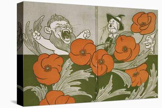 The Cowardly Lion, Scarecrow and Tin Woodman in the Deadly Field Of Poppies-William Denslow-Premier Image Canvas
