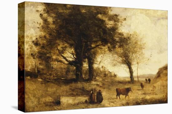 The Cows and the Well-Jean-Baptiste-Camille Corot-Premier Image Canvas