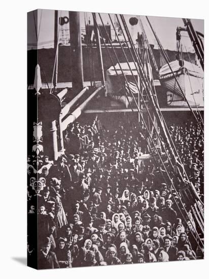 The Crowded Deck of an Immigrant Ship Entering New York Harbour, c.1905-null-Premier Image Canvas