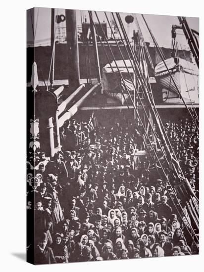The Crowded Deck of an Immigrant Ship Entering New York Harbour, c.1905-null-Premier Image Canvas