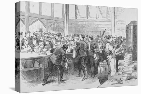 The Crowded Lunch Counter of an American Railroad Station, 1870S-null-Premier Image Canvas