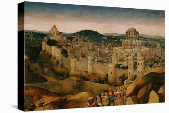 The Crucifixion, Oil, in the Background Jerusalem with Temple and Turreted Walls-Jan van Eyck-Premier Image Canvas