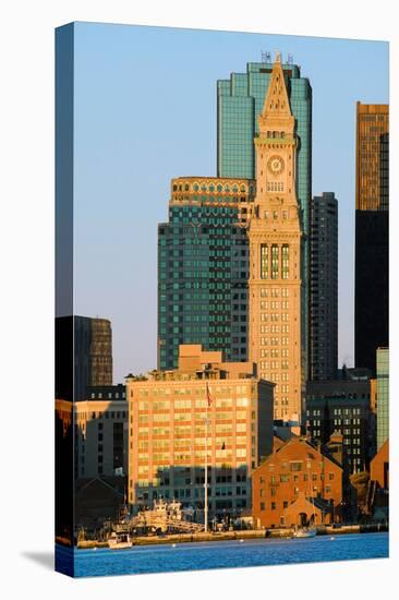 The Customs House Clock Tower and Boston skyline at sunrise, as seen from South Boston, Massachu...-null-Premier Image Canvas