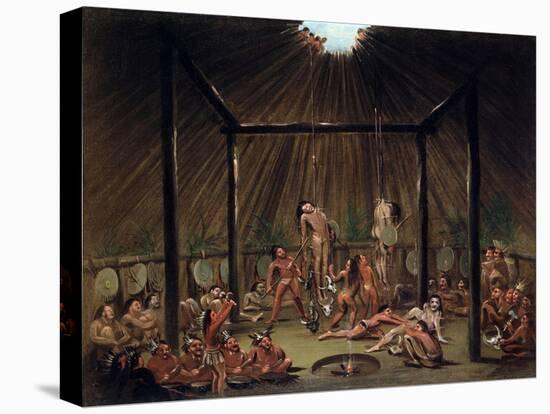 The Cutting Scene, Mandan O-Kee-Pa Ceremony by George Catlin-George Catlin-Premier Image Canvas