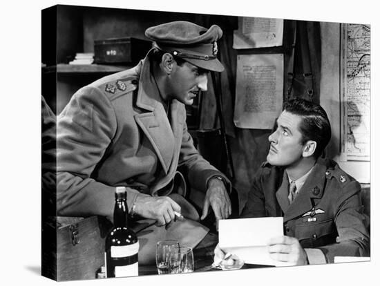 THE DAWN PATROL by Edmund Goulding with Basil Rathbone and Errol Flynn, 1938 (b/w photo)-null-Stretched Canvas