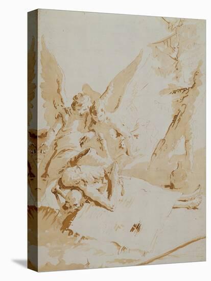 The Death of Saint Onophrius chalk, pen, ink and wash-Giovanni Battista Tiepolo-Premier Image Canvas