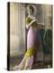The Directoire, Empire Silhouette: High-Waisted Pink and Gold Gown with an Embroidered Corsage-null-Premier Image Canvas