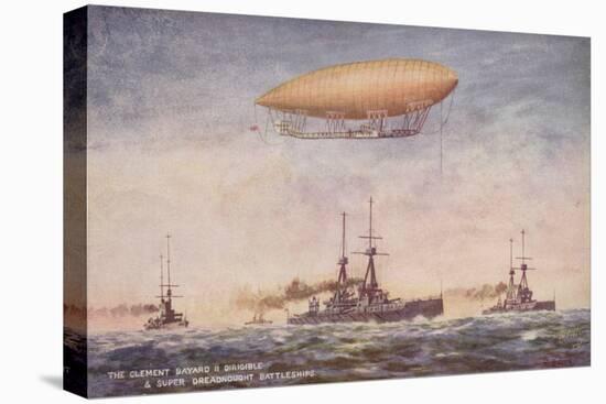 The Dirigible Airship Clement Bayard II and Superdreadnought Battleships-null-Premier Image Canvas