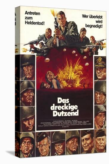 The Dirty Dozen, German Movie Poster, 1967-null-Stretched Canvas