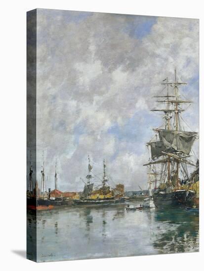 The Dock of Deauville, 1891 (Oil on Panel)-Eugene Louis Boudin-Premier Image Canvas