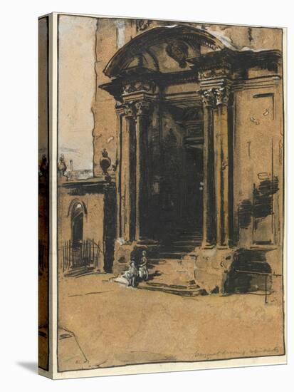 The Doorway of the Old Ashmolean Museum, Oxford (Pen & Ink, Black Chalk & Wash with White Heighteni-William Nicholson-Premier Image Canvas
