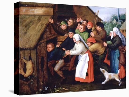 The Drunkard Pushed into the Pigsty, 1564-1638-Pieter Brueghel the Younger-Premier Image Canvas