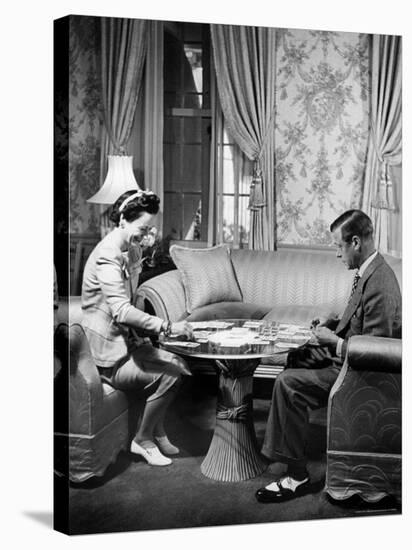 The Duke Windsor and His Wife, Playing a Card Game in Their Home-David Scherman-Premier Image Canvas