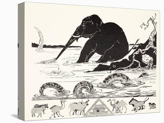 The Elephant's Child Having His Nose Pulled by the Crocodile-Rudyard Kipling-Premier Image Canvas