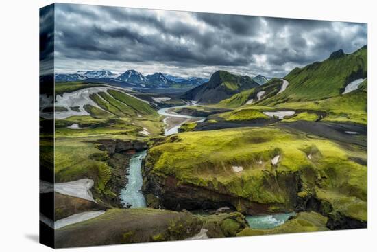 The Emstrua River, Thorsmork with the Krossarjokull Glacier in the Background, Iceland-Ragnar Th Sigurdsson-Premier Image Canvas