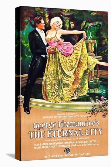 THE ETERNAL CITY, l-r: Barbara La Marr, Lionel Barrymore on poster art, 1923.-null-Stretched Canvas