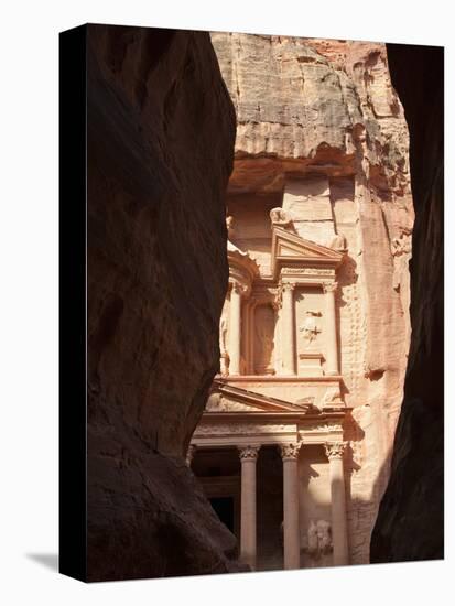 The Facade of the Treasury (Al Khazneh) Carved into the Red Rock, Seen from the Siq, Petra, UNESCO -Martin Child-Premier Image Canvas