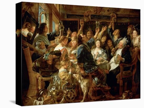 The Feast of the Bean King, Ca 1640-1645-Jacob Jordaens-Premier Image Canvas