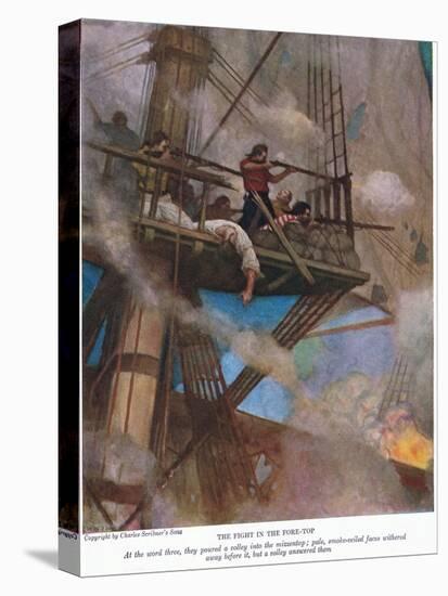 The Fight for the Foretop, 1928 (Colour Litho)-Newell Convers Wyeth-Premier Image Canvas