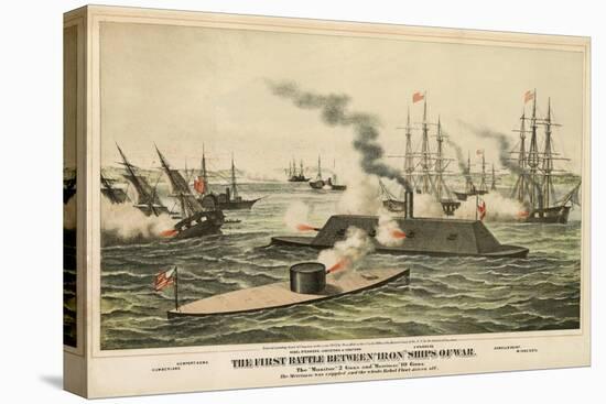 The First Battle Between 'Iron' Ships of War, Published C.1862-Henry Bill-Premier Image Canvas