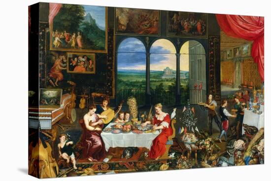 The Five Senses: Taste, Hearing and Touch-Jan Brueghel the Elder-Premier Image Canvas