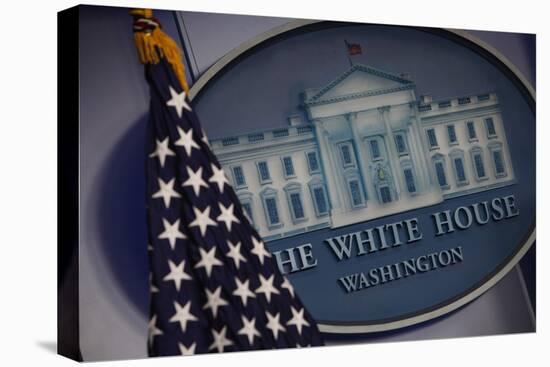 The Flag and Seal at a White House Press Briefing-Dennis Brack-Premier Image Canvas