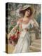 The Flower Girl. Early 20th Century-Emile Vernon-Premier Image Canvas