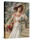 The Flower Girl. Early 20th Century-Emile Vernon-Premier Image Canvas