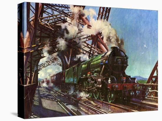 The Flying Scotsman, Number 4472 Crossing the Forth Bridge on May 16Th 1964 (Colour Litho)-Terence Cuneo-Premier Image Canvas