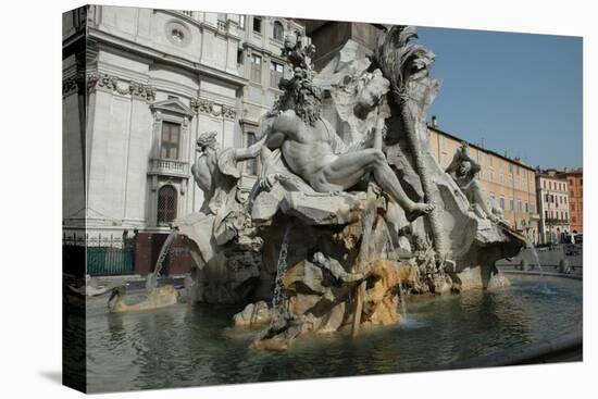 The Fountain of the Four Rivers ( Fontana dei Quattro Fiumi ) in Piazza Navona-Werner Forman-Premier Image Canvas