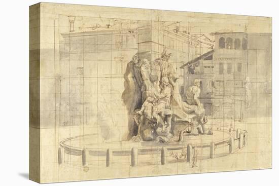 The Fountain of the Four Rivers in Piazza Navona, Rome-Gaspar van Wittel-Stretched Canvas