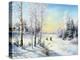 The Frozen Lake In Winter Village-balaikin2009-Stretched Canvas