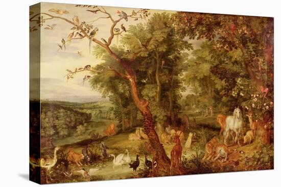 The Garden of Eden, in the Background the Temptation-Jan Brueghel the Elder-Premier Image Canvas