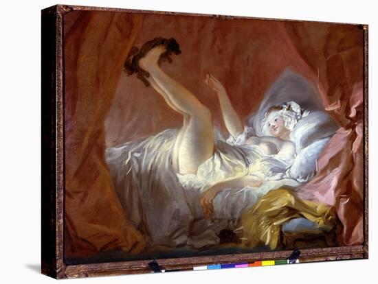 The Gimblette. the Gimblette is a Pastry in the Shape of Rings. the Girl Plays Lying on Her Bed Wit-Jean-Honore Fragonard-Premier Image Canvas