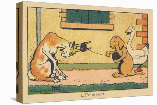The Goat Lends its Horns to Unroll the Yarn.” L'echeveau” ,1936 (Illustration)-Benjamin Rabier-Premier Image Canvas