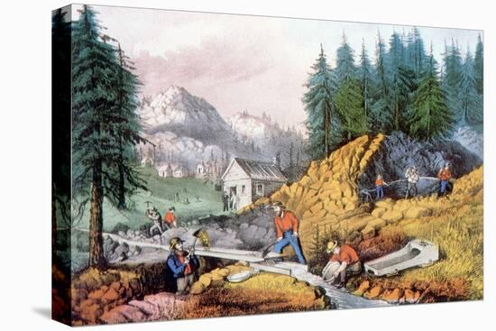 The Gold Rush, Gold Mining in California, 1849, 1871-Currier & Ives-Stretched Canvas