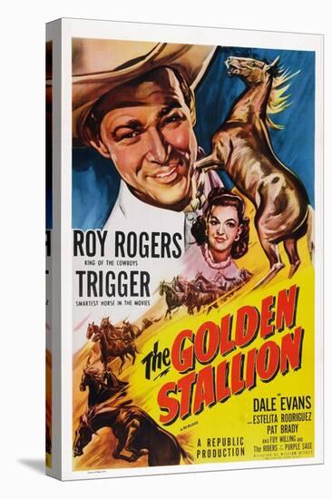 The Golden Stallion, from Top: Roy Rogers, Dale Evans, Trigger (Far Right), 1949-null-Stretched Canvas