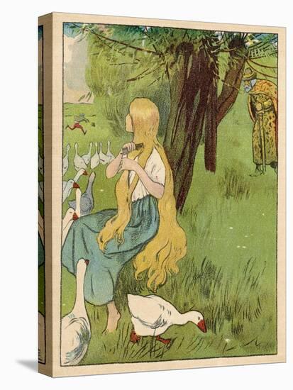 The Goose Girl Combs Her Long Blond Hair-Willy Planck-Stretched Canvas