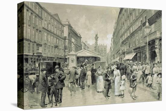 The " Graben", central square in downtown Vienna. In the background the plague column 1888.-Wilhelm Gause-Premier Image Canvas