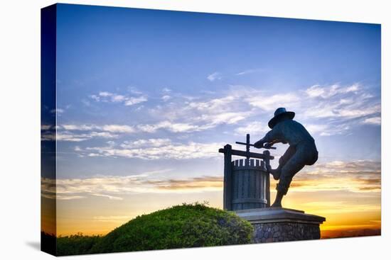 The Grape Crusher Statue agains Dramatic Sky, Napa Valley, California-George Oze-Premier Image Canvas