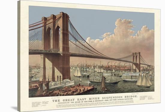 The Great East River Suspension Bridge, 1877-null-Stretched Canvas